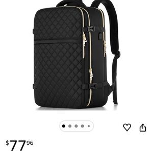 Black Quilted women’s laptop  day carry on Backpack